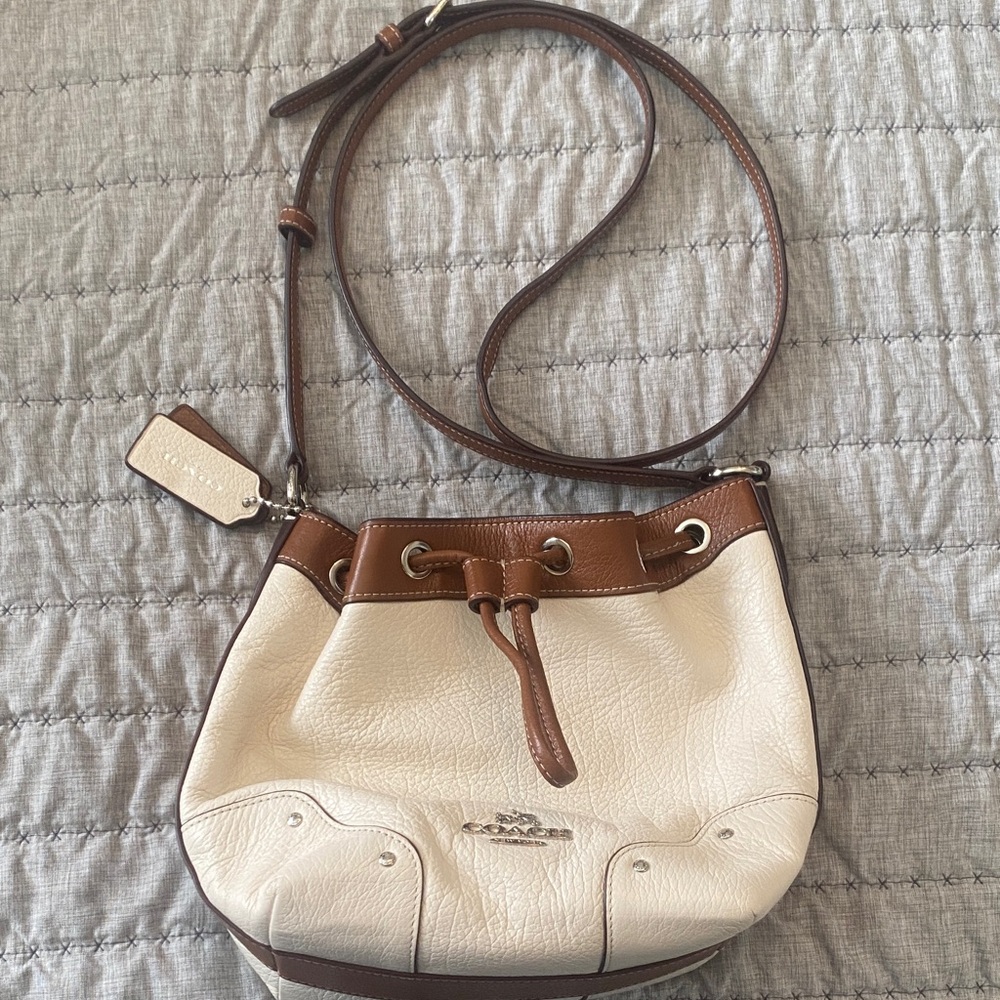 Coach Cream and Brown Crossbody Bag